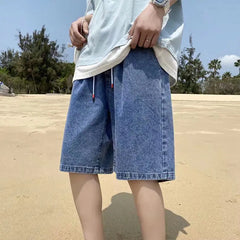 Men's Casual Loose Fit Straight Denim Shorts