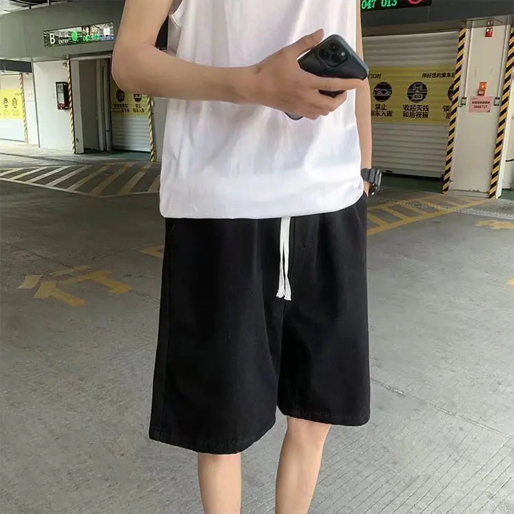 Men's Casual Loose Fit Straight Denim Shorts