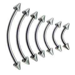 16G Stainless Steel Spike Curved Barbell Body Jewelry
